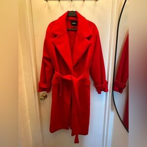 Express Women's  belted Vibrant Red Trench Coat size M